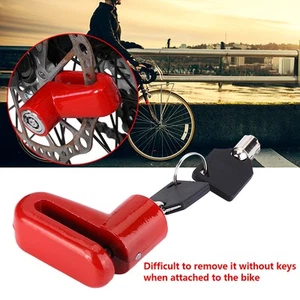 Metal Bike Lock Disc Brakes Anti Theft Bicycle Locks With Plastic Frame & Keys - Picture 1 of 9