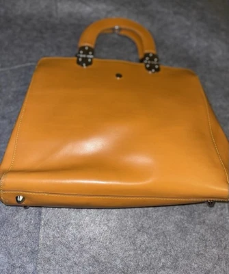 Bolso de Mano Nardelli Cuero Genuino Amarillo Mostaza Hecho en Italia Cartera de Lujo Foto 1 de 4