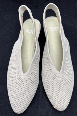 Eileen Fisher Vasa Womens Pumps Sz 9.5 Block Heel Blush Beige Knit Slingback - Image 1 of 4