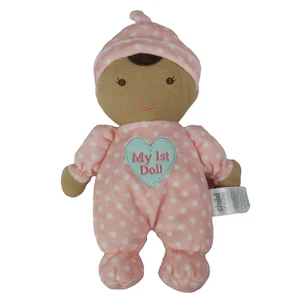 Child of Mine My First Doll Pink Polka Dot Plush Rattle Brown 2016 Baby Lovey - Picture 1 of 5