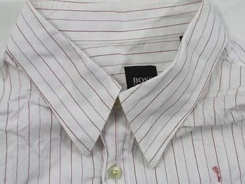 HUGO BOSS Camicia di Affari Bianco Rosso Strisce Fiori Corta TG.XL Top #C4867 - Immagine 1 di 1