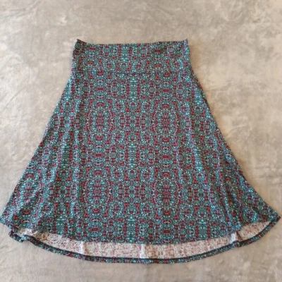 Falda LuLaRoe Azul XL Azul Geométrica Hasta la Rodilla Línea A Pull On Foto 1 de 4