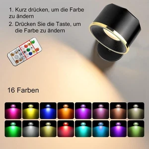 LED Wandleuchte Innen Akku Dimmbar Wandlampe mit Fernbedienung 360° Touch Lampe - Bild 1 von 16