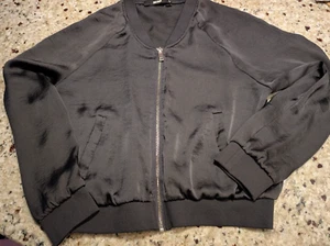 Bikbok XS sheer black short lightweight zipper jacket , ribbed waist, activewear - Picture 1 of 6