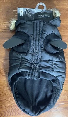 "Parka Canada Pooch Polo Norte forrada de vellón 33-40 libras 20"" negra nueva con etiquetas" Foto 1 de 4