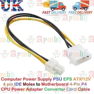 4 Pin Molex To P4/64 Bit ATX 12v Power Square Internal PC Power Cable Adaptor UK - Picture 1 of 10