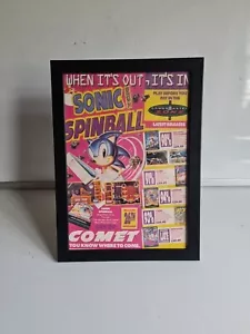 Sonic Spinball Comet Gamesmaster Defunct FRAMED ADVERT GAME POSTER A4 8X12" - Picture 1 of 2