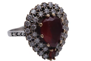 Turkish Jewelry Drop Dark 925 Sterling Ruby Ring Size Options - Picture 1 of 9