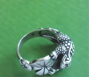 BARRY KIESELSTEIN CORD STERLING SILVER TOAD FROG ON LILLY PAD RING SZ 6.5 - Picture 1 of 12