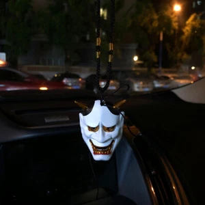 Adornos de espejo retrovisor coche colgante cara Prajna Hannya japonés JDM JP blanco - Imagen 1 de 12
