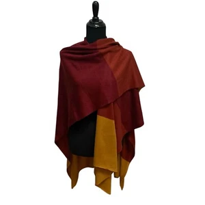 NWT CEJON Brick Wrap Scarf Poncho-One Size Rust Gold Burgundy - Picture 1 of 10