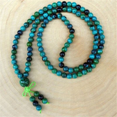 6mm Chrysocolla 108 Beads Handmade Tassel Necklace Bracelet Japa Chakra Prayer - Image 1 of 4