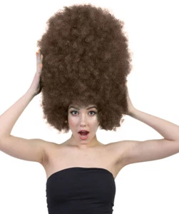 Womens Super Size Jumbo Afro Brown Wig Adult HW-1577 - Picture 1 of 9