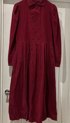 Laura Ashley Dress Needlecord Vintage Red Size 8-10 Uk Made Great Britain  - Image 1 of 4