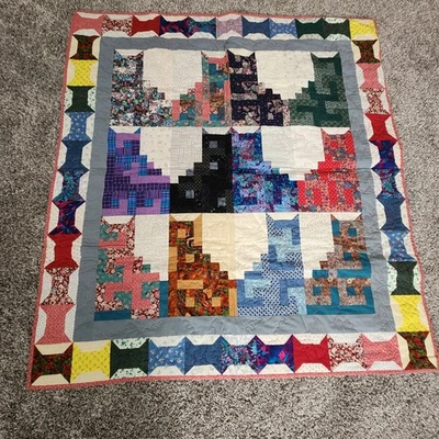 Edredón colgante de pared vintage hecho a mano amantes de los gatos gatitos  Foto 1 de 4