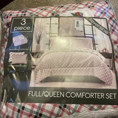Pem America Holiday Plaid print  3-Pc. Reversible Full/Queen Comforter Set. New - Image 1 of 4