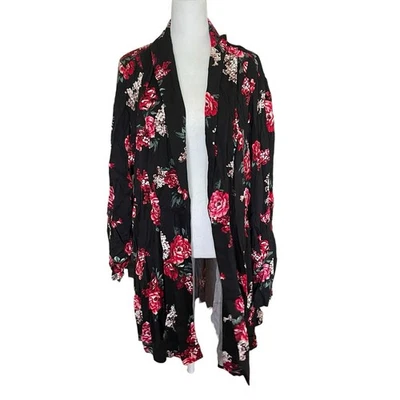 Torrid Womens Plus 3X Jacket Black Floral Twill Fit & Flare Coat Lightweight - Image 1 of 4