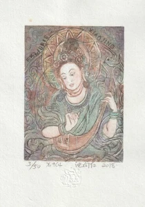 Original edición limitada exlibris "Bodhisattva" por XIANGHONG SHON / China - Imagen 1 de 1