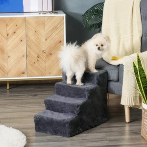 Portable Dog Stairs with Washable Plush Cover, for High Bed Sofa - Dark Grey - Picture 1 of 11