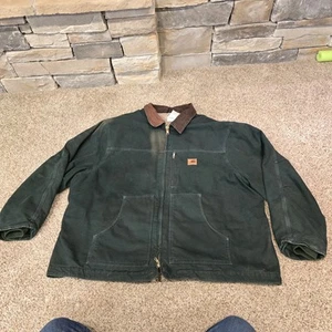 Carhartt C61 SPC Sandstone Duck Ridge Coat Size 4XL Spruce Green Sherpa Lined - Picture 1 of 11