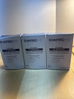 Paquete de 3 soluciones tópicas de minoxidil 2% para mujeres regeneración del cabello, suero reactiva Foto 1 de 3