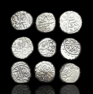 IMPERIO OTOMANO. Lote de 9 Akce de Plata Medieval, buenas calificaciones, variedad de tipos - Imagen 1 de 2