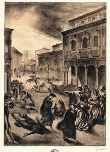 E. A. DIER al DECAMERONE DI BOCCACCIO - Litografia originale autografata 1924 - Foto 1 di 1