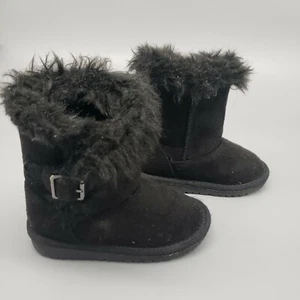 The Children’s Place Baby Girl Winter fur Lined Black Boots Size 5T - Picture 1 of 6