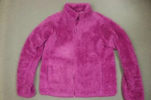 Uniqlo Fleece Jacket Kids Girls Size 13 Pink with Pockets Long Sleeve Full Zip - Picture 1 of 11