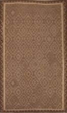 Tribal Reversible Kilim Brown Area Rug 7x10 Wool Hand-Woven Carpet