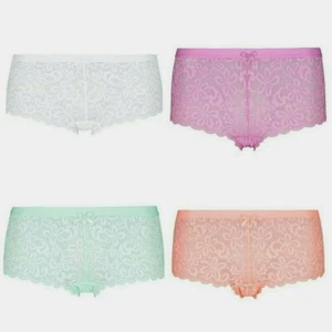 SEÑORA MUJER COLORES SURTIDOS PANTALONES CORTOS DE ENCAJE FRANCESES KNICKERS ROPA INTERIOR - Imagen 1 de 5