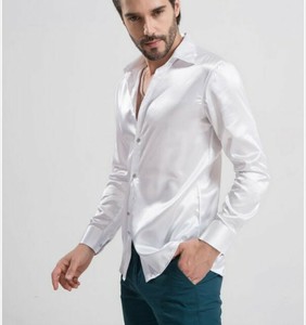Satin Long Sleeve Solid Casual Button 