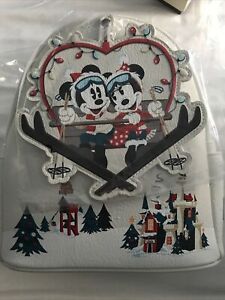 Loungefly Disney Ski Lodge Walts Christmas Holiday Backpack Mickey Minnie Mouse