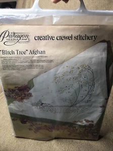 NEW VINTAGE PARAGON NEEDLE CRAFT BIRCH TREE AFGHAN 53X71 CREATIVE JEWEL STICHERY - Picture 1 of 5