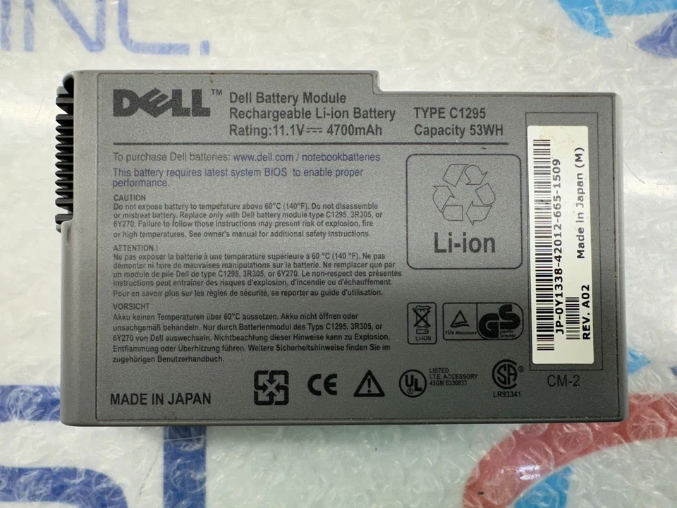 Módulo de batería recargable Dell tipo C1295 Li-ion 11,1 V 4700 mAh, 53 WH sin probar Foto 1 de 2