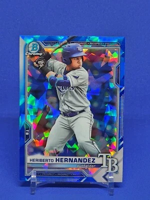 2021 Bowman Chrome Sapphire - Heriberto Hernandez - Tampa Bay Rays #BDC-100 - Image 1 of 2