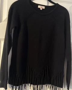 GB Girls Sweater with Fringe XL Black Party Modest Twirl - Picture 1 of 3