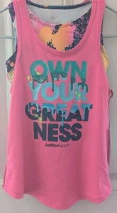 NWT Justice Girl's Sport 2-Fer Tank With Sports Bra Size Small (7-8) - Picture 1 of 4