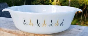 Rare Fire King Atomic Starburst Blue Gold Casserole Round Dish 8.5" # 437 - Picture 1 of 8