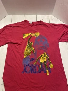 T-shirt vintage anni 90 Nike Air Jordan Dunk uomo NBA rossa Michael Jordan taglia large - Foto 1 di 5