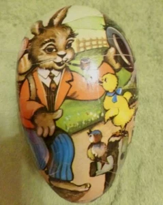 Osterei Mid-Century Pappe Hase und Küken Ostern Vintage Deko - Bild 1 von 6