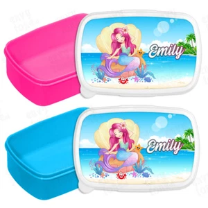 Personalised Mermaid Lunch Box School Sandwich Kids Picnic Snack Bag Girls Gift - Picture 1 of 4