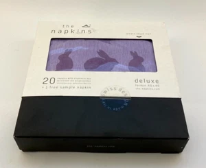 20 Napkins in Serving Box Textile Like Lavender Bunnies Easter 40 x 40 cm - NEW - Picture 1 of 4