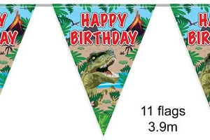 Dinosaur Bunting Banners Happy Birthday Party 11 Flags Decorations 3.9m Bunting - Picture 1 of 6