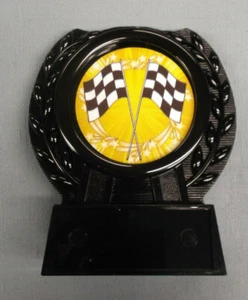 racing flag trophy award black acrylic award free lettering - Picture 1 of 1