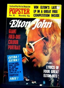 Elton John Popster Giant Foldout Colour Portrait Magazine. Original 1970s Piece. - Bild 1 von 4