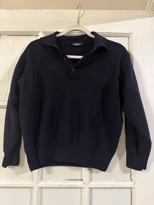 MARBAS Men's Navy Blue Knit Wool Sweater Career Casual Made Italy Size S - Image 1 of 4