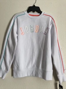 Jordan Air 956684-001 Pullover Boys Sweatshirt White Size M - New - Picture 1 of 4
