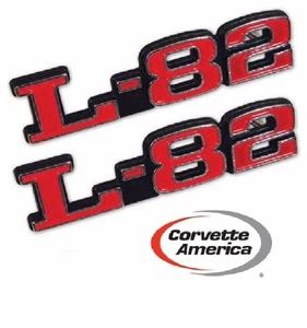 1973-1979 CHEVY CORVETTE L-82 HOOD EMBLEMS -NEW - PAIR AS PICTURED (inc nuts) - Bild 1 von 2