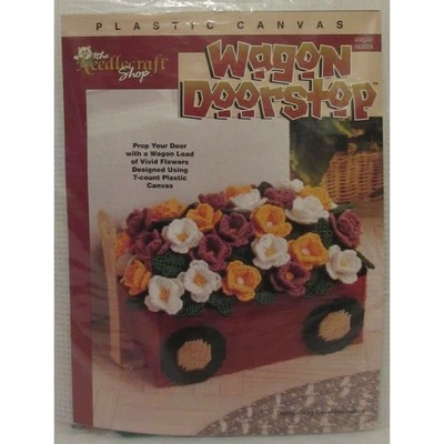 Wagon Needlecraft Shop Plastic Canvas Doorstop Vivid Flowers Carol Nartowic New! - Image 1 of 4